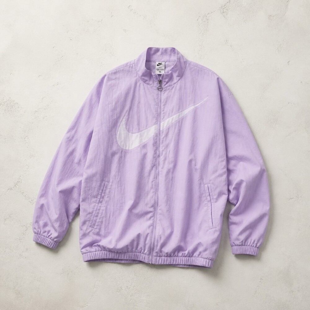 Nike Oversized Swoosh Windbreaker, Size XL, Color Lilac Purple & White, full zip